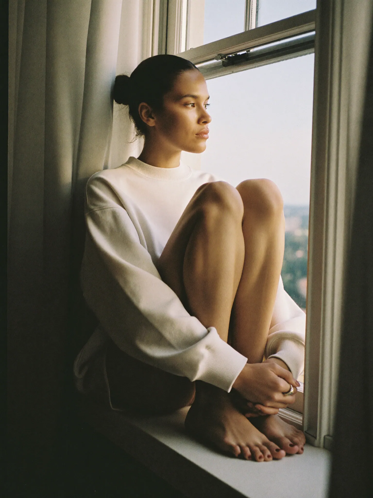 The crewneck, in white