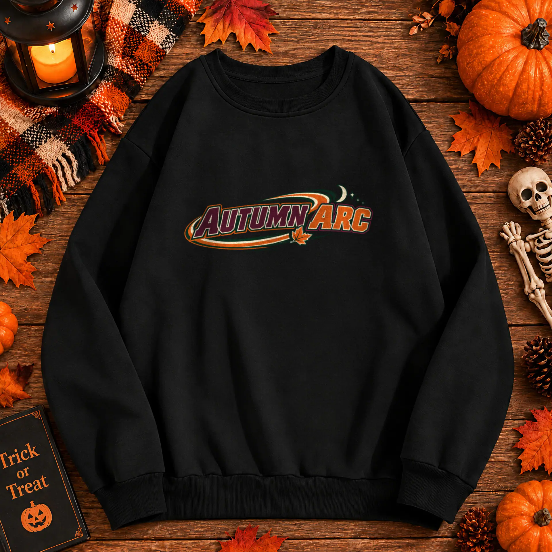 Autumn Arc Crewneck in black — view 1