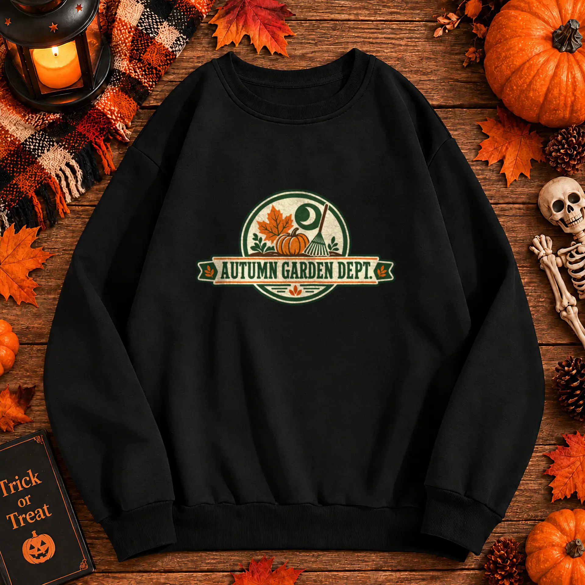 Autumn Garden Dept. Crewneck in black — view 2