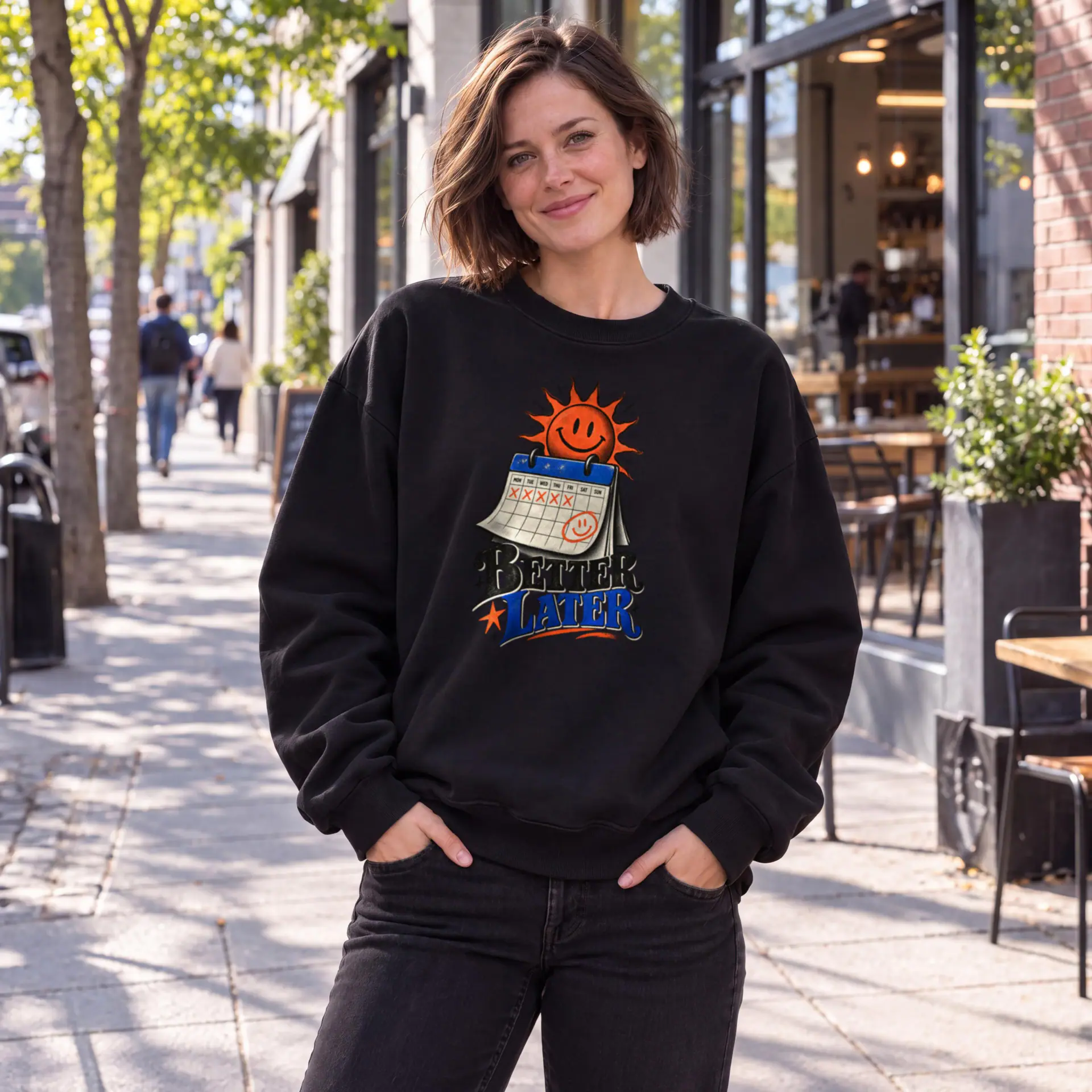 Better Later Crewneck in black — view 4