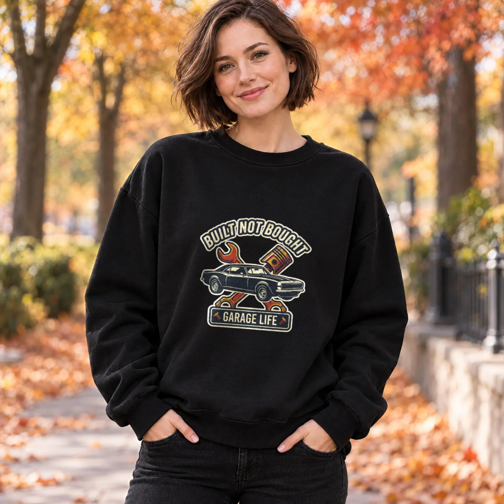 Built Not Bought Crewneck in black — view 3