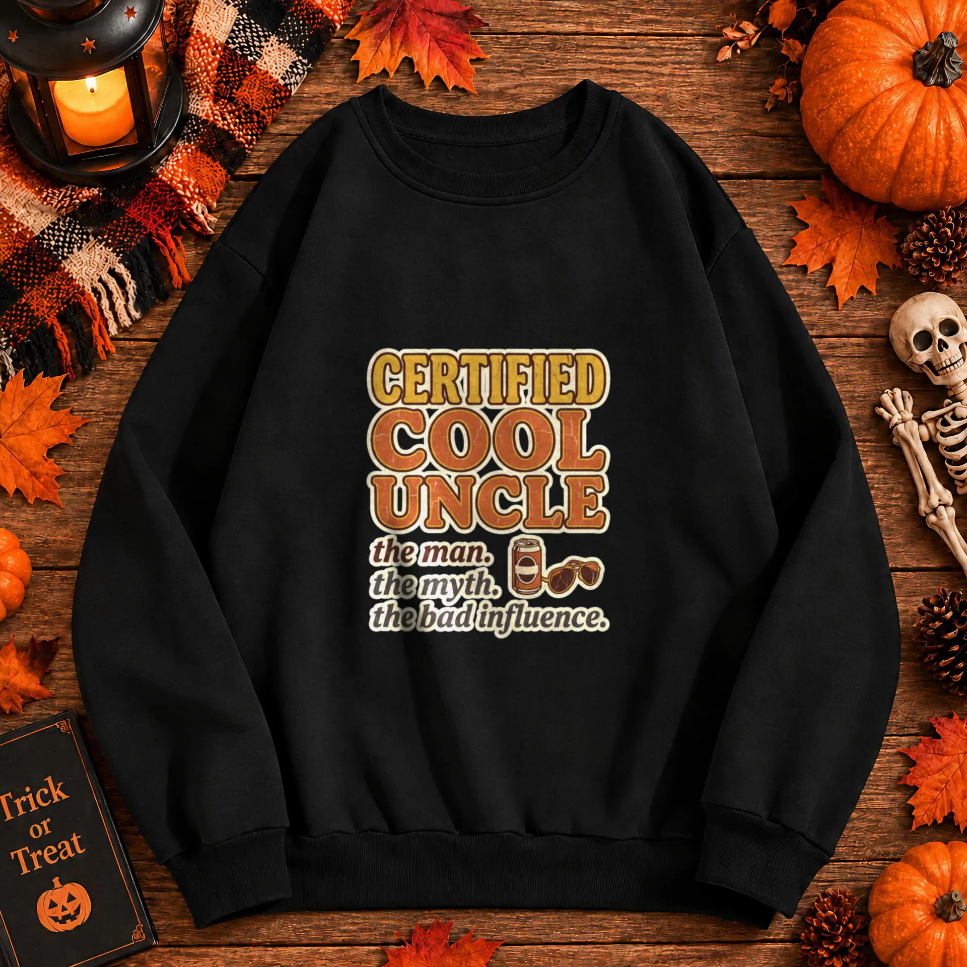 Certified Cool Uncle Crewneck in black — view 1