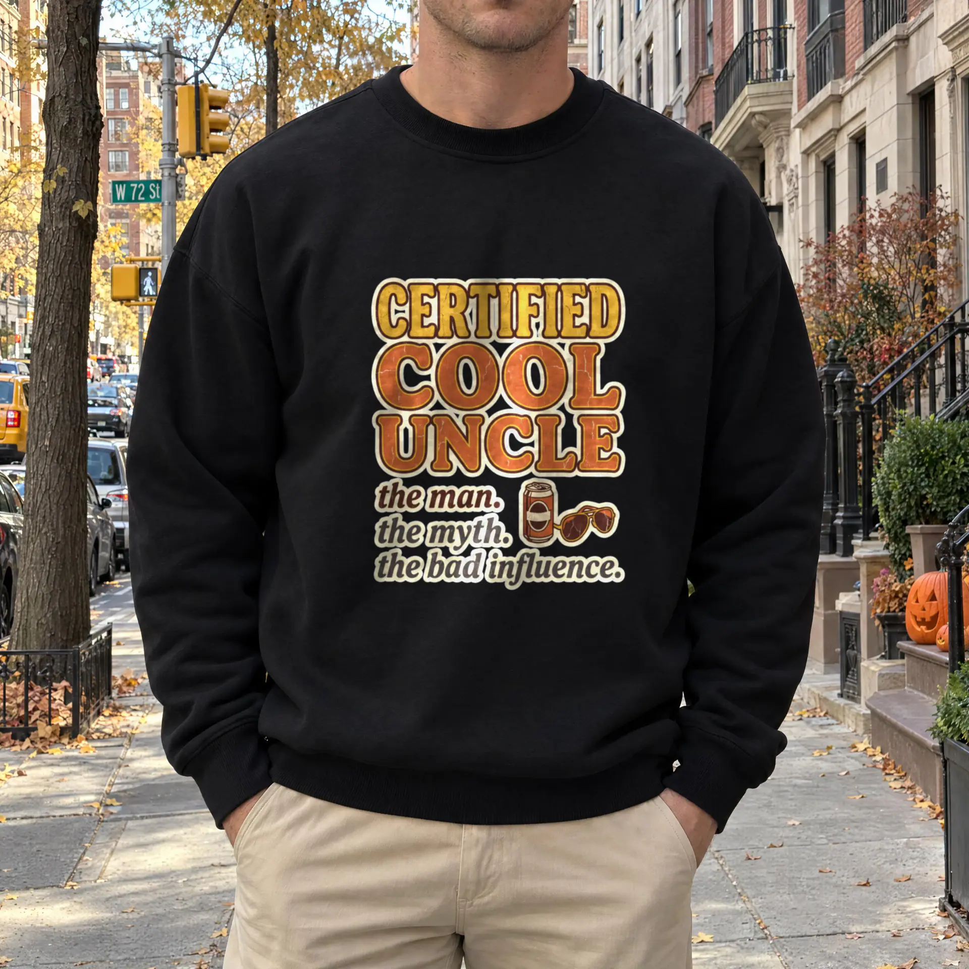 Certified Cool Uncle Crewneck in black — view 3