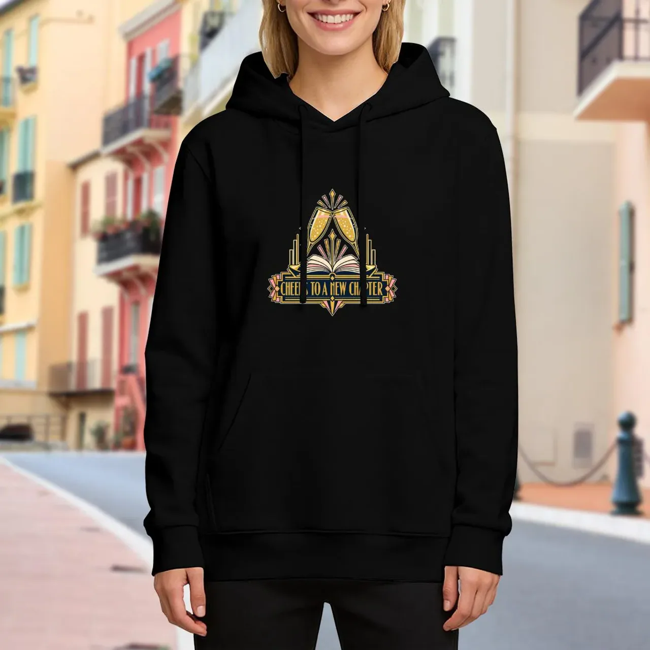 Cheers to a New Chapter Hoodie in black — view 2