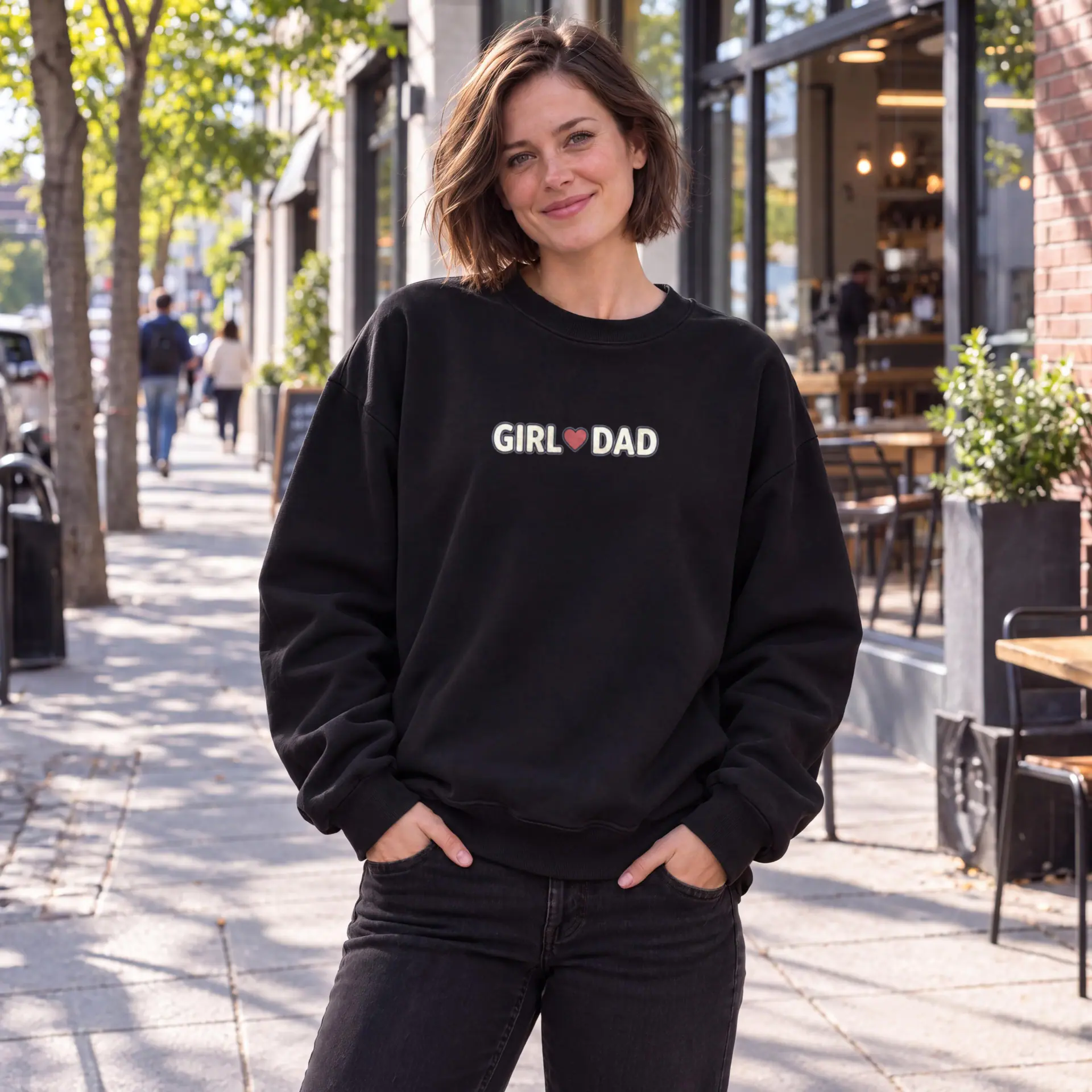 Girl Dad Crewneck in black — view 3