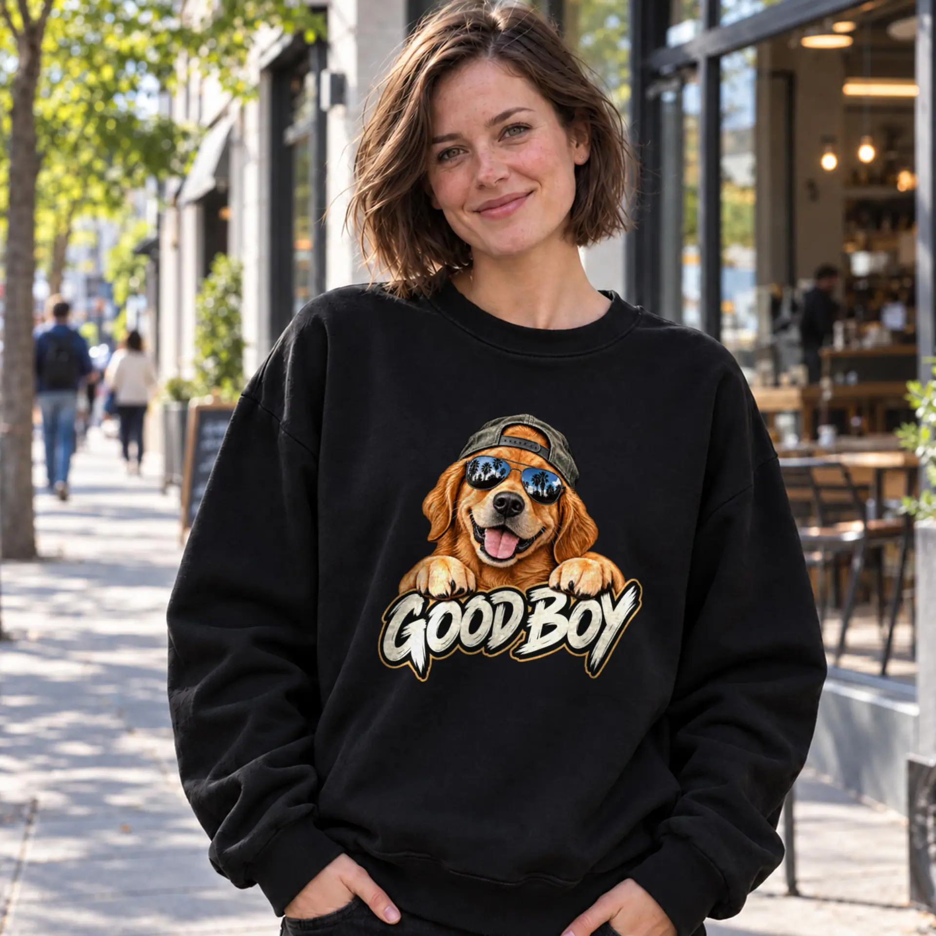 Good Boy Crewneck in black — view 3