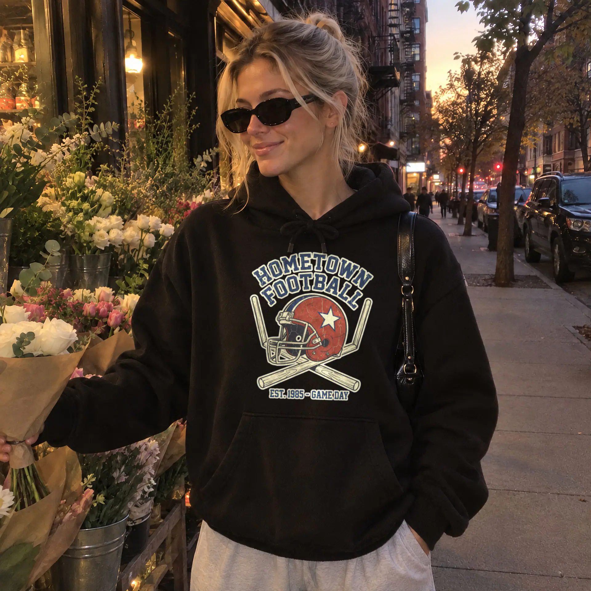 Hometown Football Hoodie in black — view 2