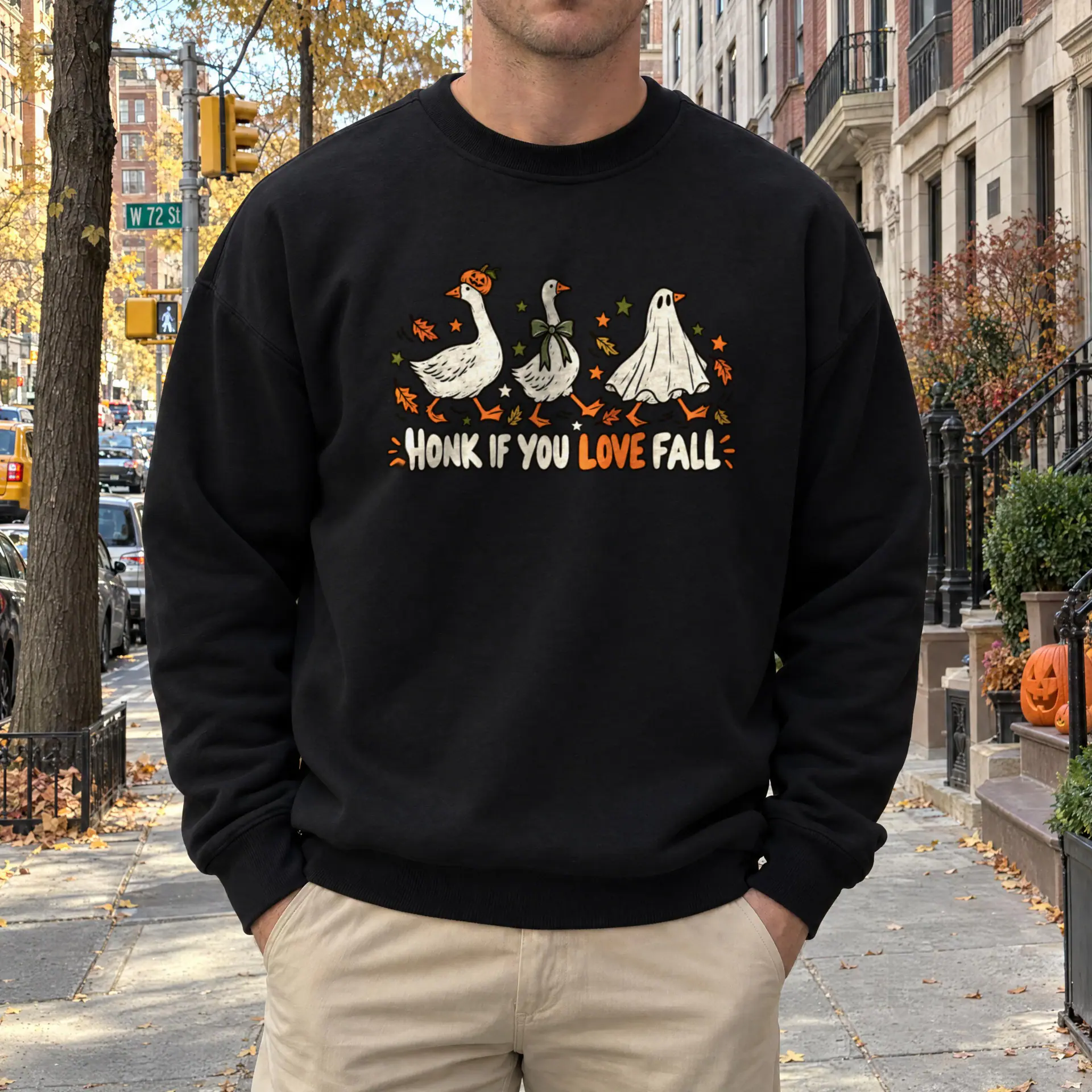 Honk If You Love Fall Crewneck in black — view 2