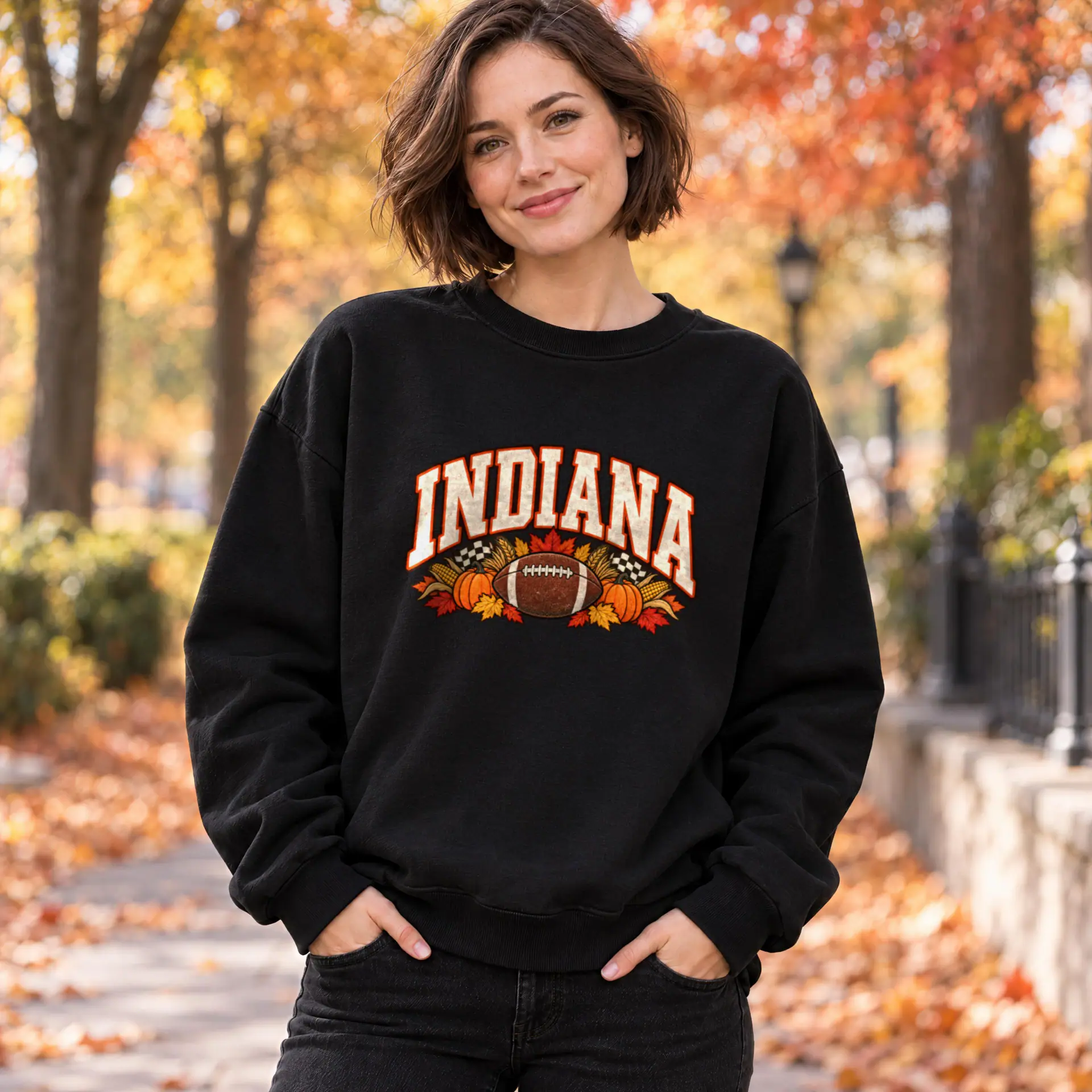 Indiana Game Day Crewneck in black — view 3