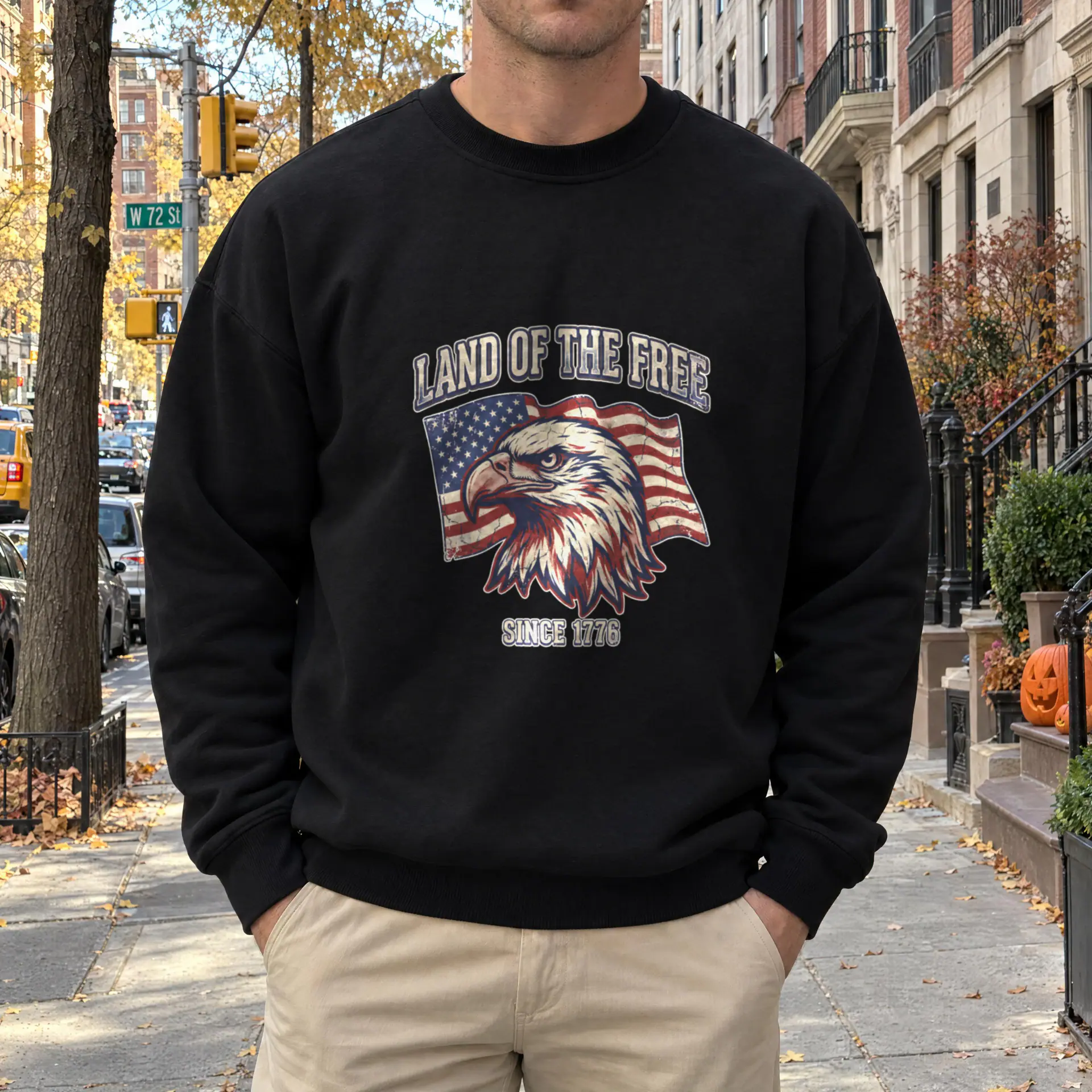 Land of the Free Crewneck in black — view 3