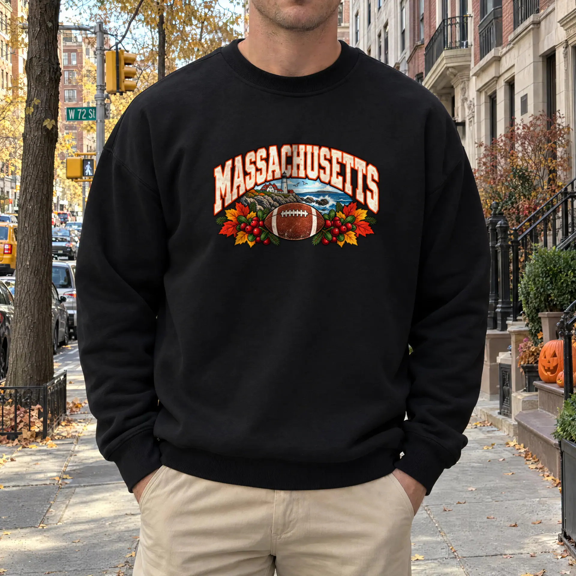 Massachusetts Game Day Crewneck in black — view 3