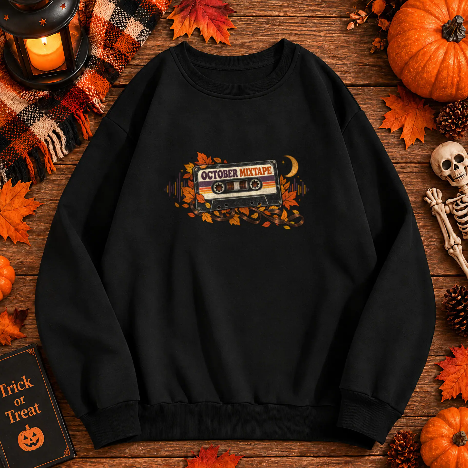 October Mixtape Crewneck in black — view 1