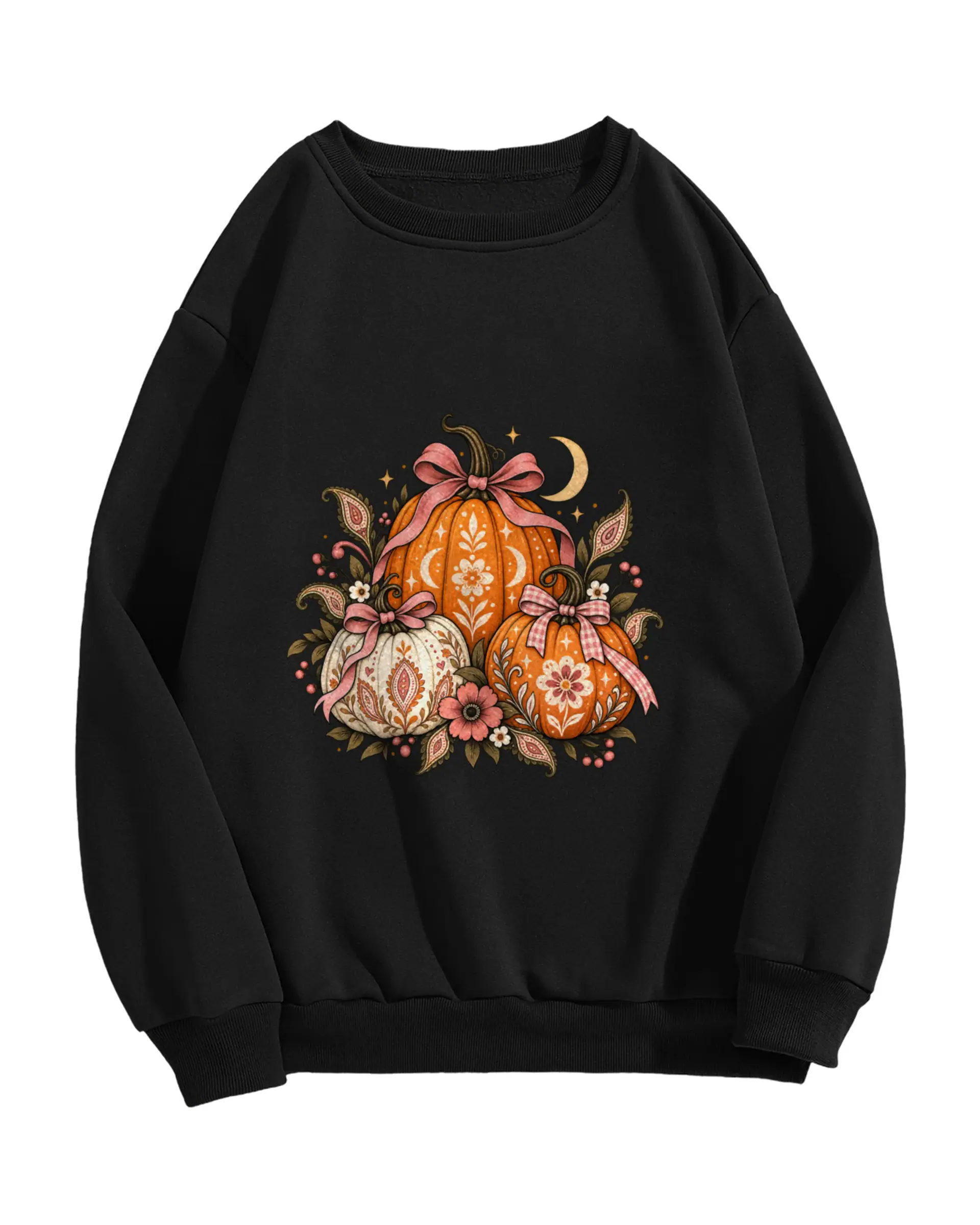Pink Pumpkin Parlor Crewneck in black — view 1