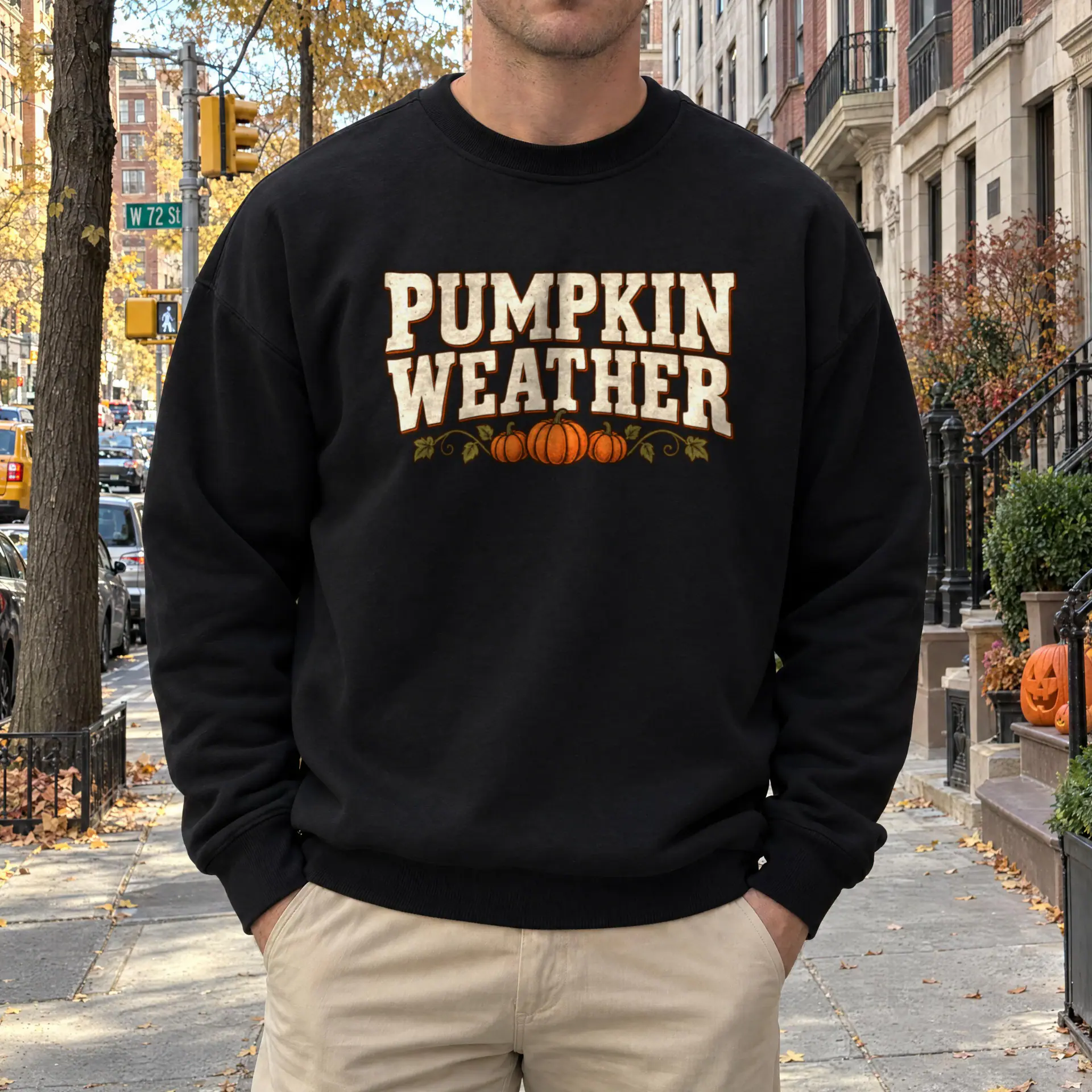 Pumpkin Weather Crewneck in black — view 3