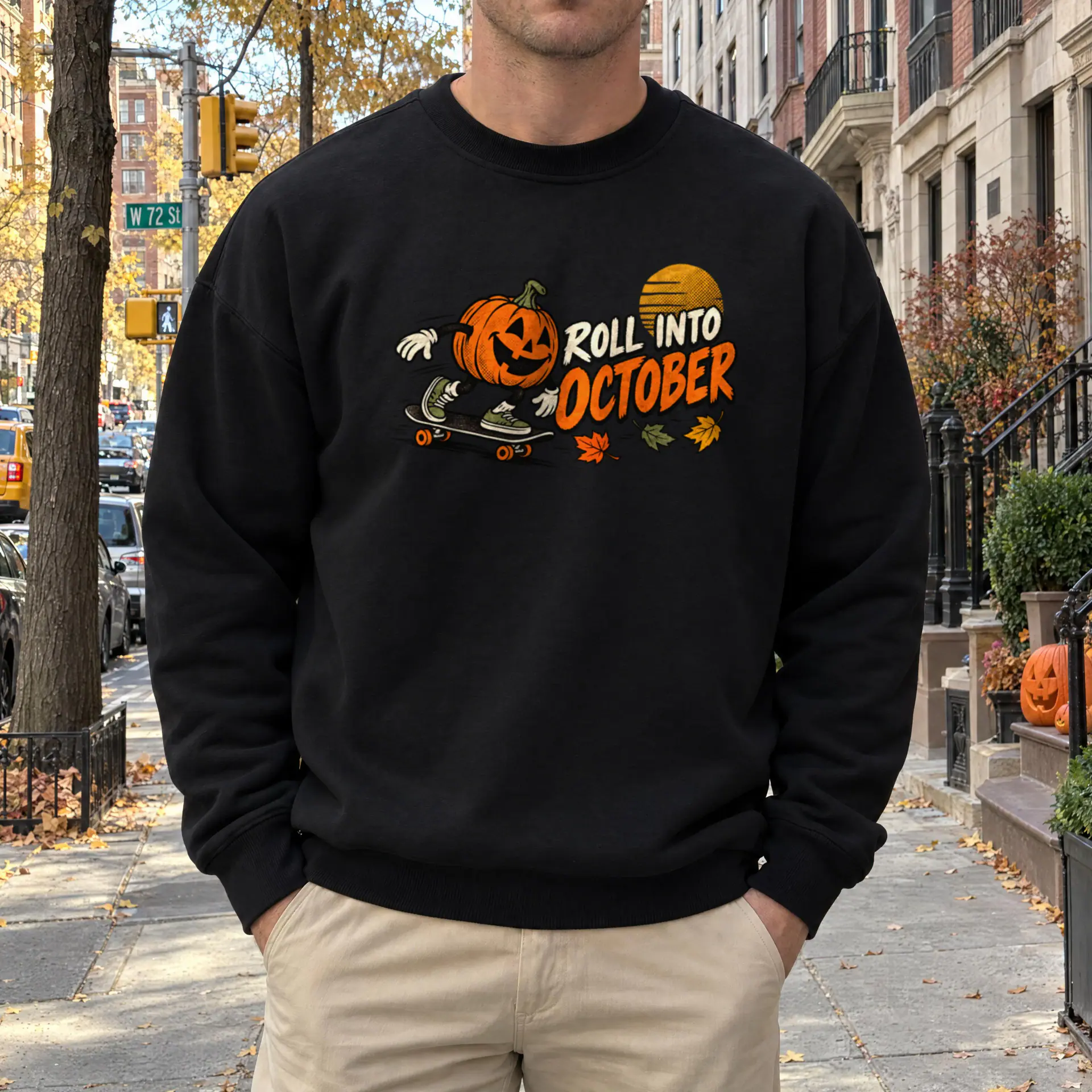 Roll Into October Crewneck in black — view 4